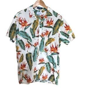Jack and Jones Cotton Short Sleeved Tropical Print Button Down Shirt Large